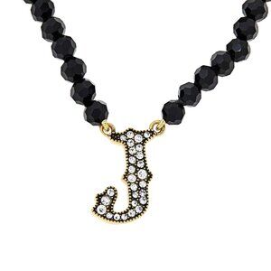 💜 Heidi Daus Crystal-Accented 18" Initial "J" Beaded Necklace Letter J